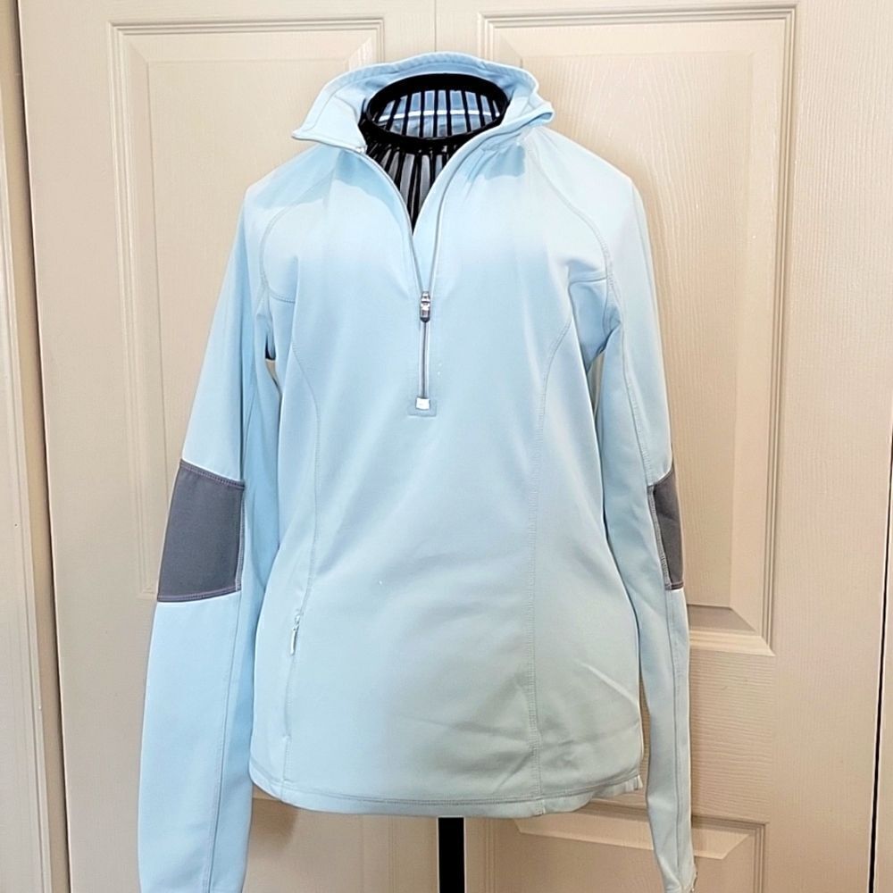 Athleta Blue and Gray Running 1/4 Zip Top Size XS - Picture 2 of 6